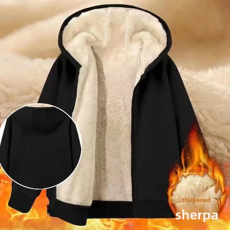 Automne / Hiver Homme Laine doublée de sports épais et de loisirs Coton Coton Mouton Velvette en velours en veste à capuche lâche 240828
