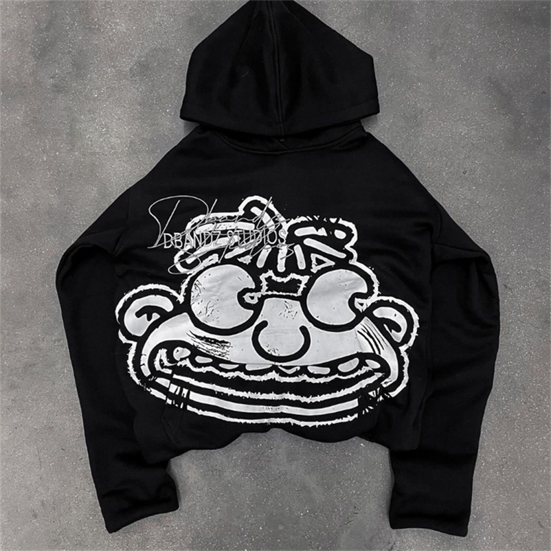 Sweats-shirts graphiques à imprimé goth pour hommes Fashion HARAJUKU HIP HOP VINTAGE STREAGE Vêtements à sweat à sweat décontracté Clothing Top Y