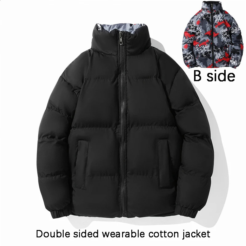 Mens autumn and winter cotton jacket with warm and comfortable padding thick down jacket double-sided clothes L-8XL 240828