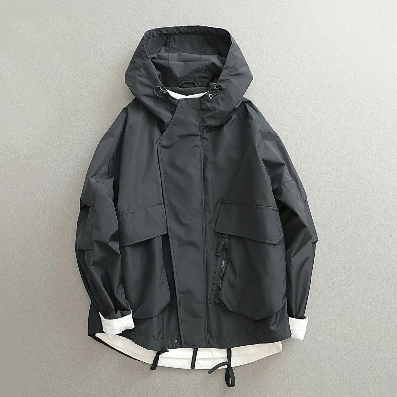 Spring Windbreak Mens Jackets Vintage Fashion Hoodie Loose Male Coat Bomber Jacket Men Clothes Hooded Jacket 240828