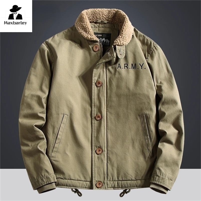 Winter Warm Jacket Mens Vintage Fashion Thickened Wool Lined Coat high quality Hiking Hunting Fur Collar Parka Ski Overalls y240828