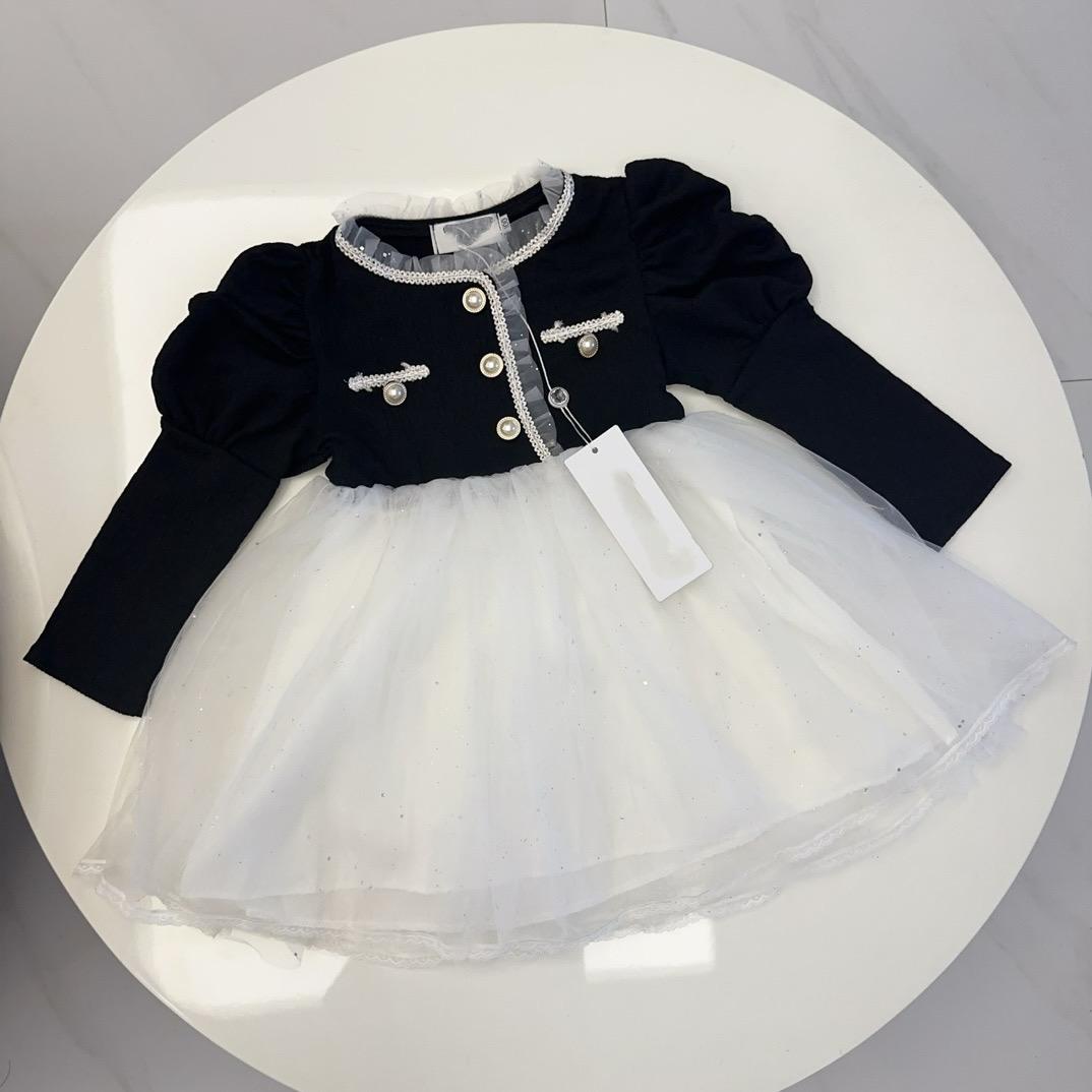 Designer Autumn Girls Princess kid luxury Dresses Kids Knitted Sweater Dresses Kids Fashionable Long Sleeve Solid Color Dress Skirts-image-1015717474