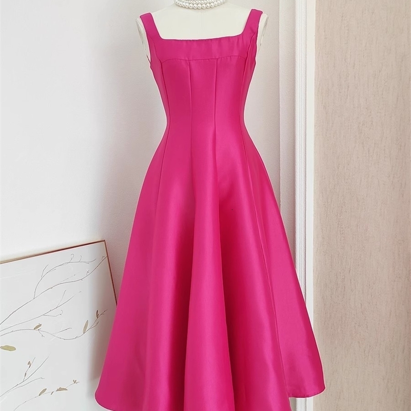 Sexy Evening Thick Satin Special Occasion Womens Spaghetti Strap Party Ball Gown Slash Backless Prom Cocktail Robe Dresses 240828