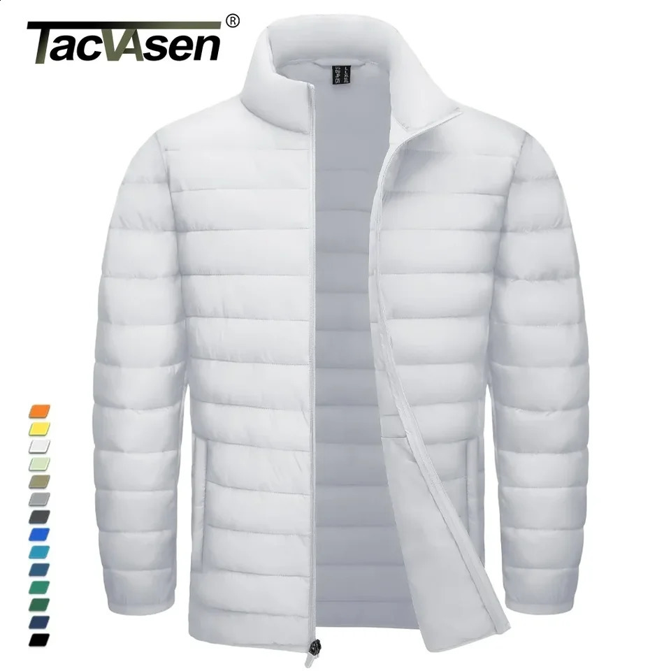 TACVASEN Stand Collar Lightweight Puffer Jackets Mens Quilted Jacket Water Resistant Ripstop Down Insulated Windbreaker Coats 240828