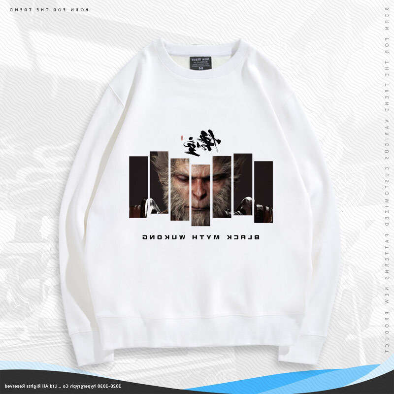 News Free Shipping 2024 New Black Myth Wukong Printed Top Loose Heavy Duty Round Neck High Quality Youth Men's Hoodie