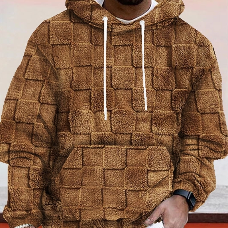 Mens open top plain flannel hoodie oversized casual solid color warm mens hoodie 240828