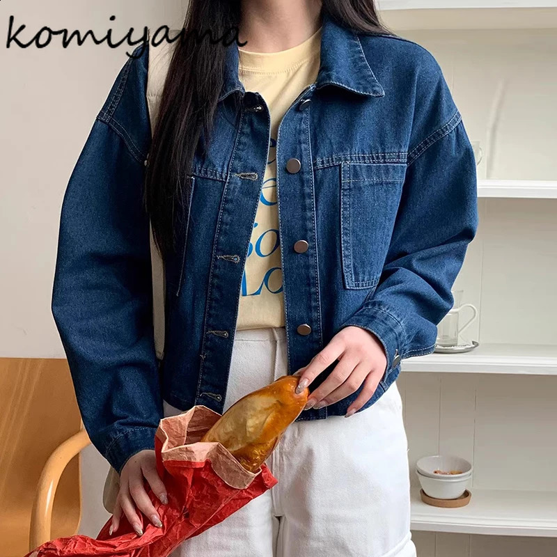 Lapel Neck Long Sleeve Outerwears Single Breasted Chaquetas Mujer Women Autumn Jacket Denim Ropa Simple Fashion Casaco 240828