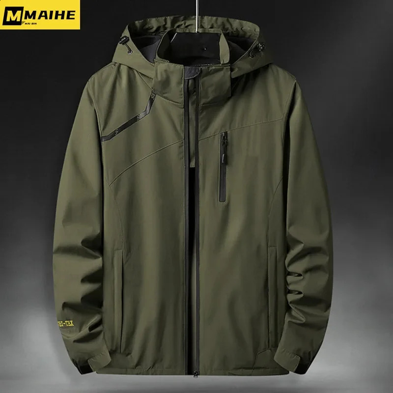Casual Waterproof Jackets For Men Hooded Breathable Coats Men Spring Autumn Outwear Windbreaker Tourism Raincoat Plus Size 7XL 240828