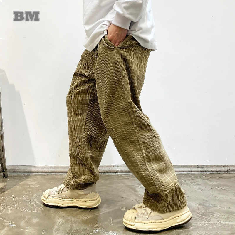 American Fashion Streetwear Loose en velours côtelé pantalon masculin