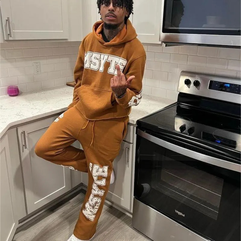 Y2K Fashion Letter Printed Long sleeved Hooded Sweatshirt Hoodie Men Women Clothing Coat Top Jacket Pullover Sweatpants 240829