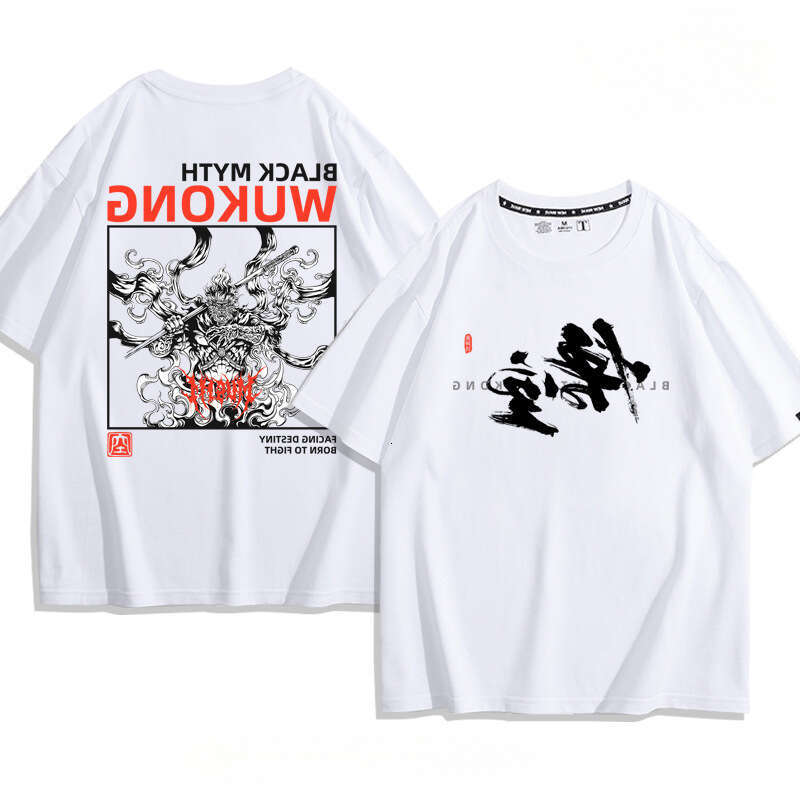 News Black Myth Wukong Surrounding the Sky Saint Theme T-shirt 2024 Summer New Trendy Men's Wear