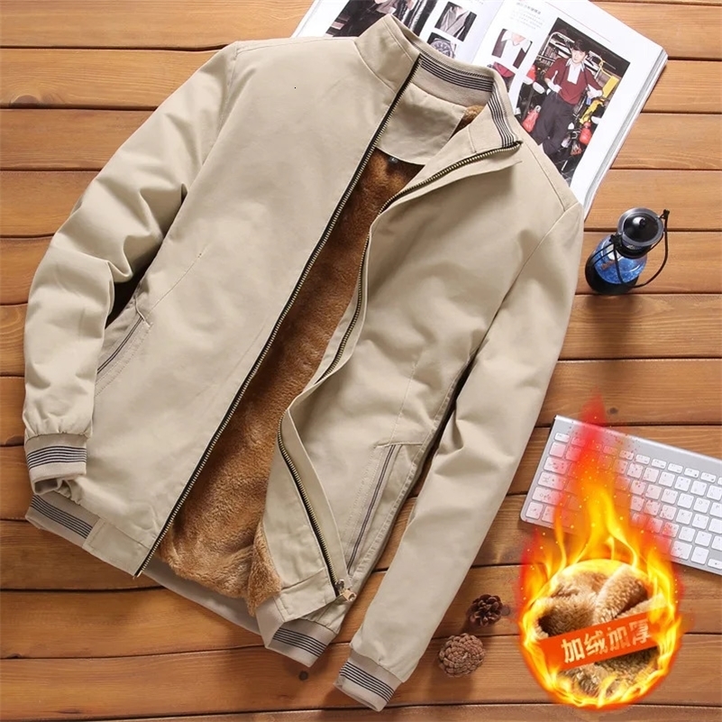 Autumn and Winter Thickened Warm Windbreaker Mens Pilot Jacket Fleece Military Baseball Coats 5XL y240828