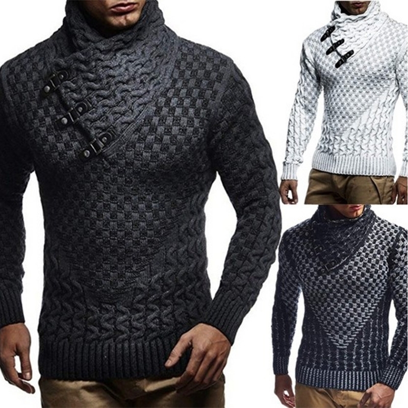 mens sweater knitted and pulled fashionable high neck ultra-thin suitable for mens wear 240828