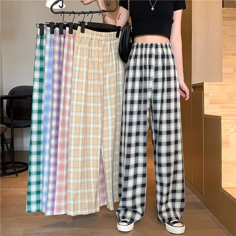 Pantalon décontracté à carreaux à carreaux lâche pantalon en velours côtelé pantalon de survêtement
