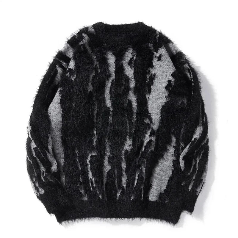 vertical stripe sweater long sleeve autumn winter pullover casual loose round neck China-Chic knitwear men 240829