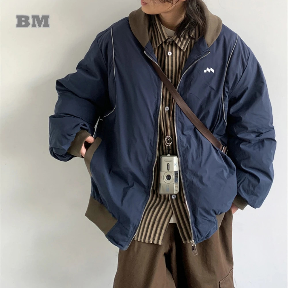 Hiver coréen Streetwear Couple vestes rembourrées pour hommes femmes vêtements Style Preppy haute qualité épais manteau Harajuku Parkas mâle 2408