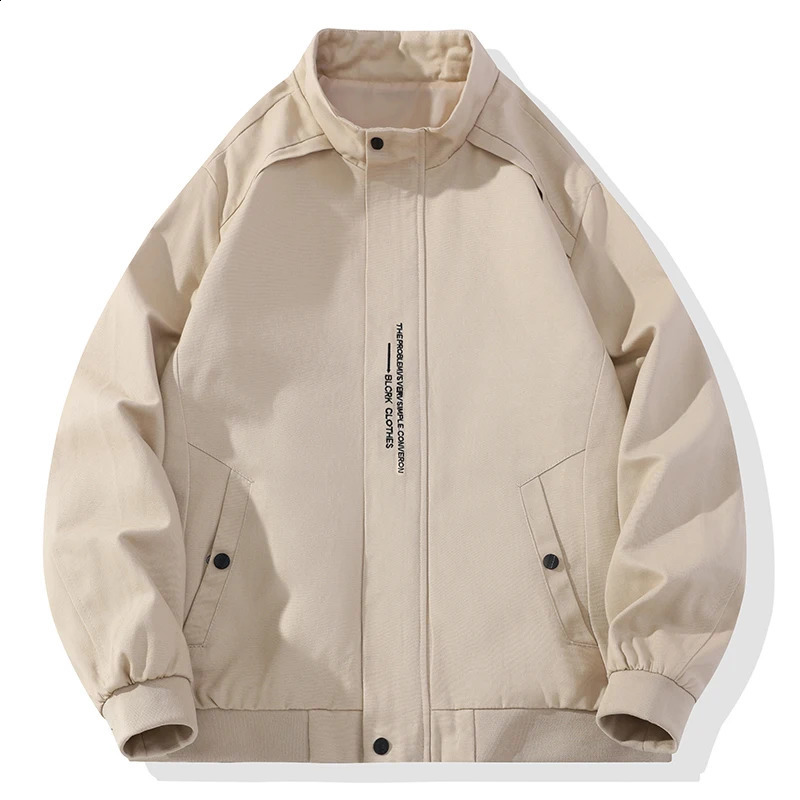 Simplicity Trend Autumn Winter Mens Solid Turn-down Collar Letter Embroidery Pockets Button Loose Long Sleeve Jackets Tops 240828