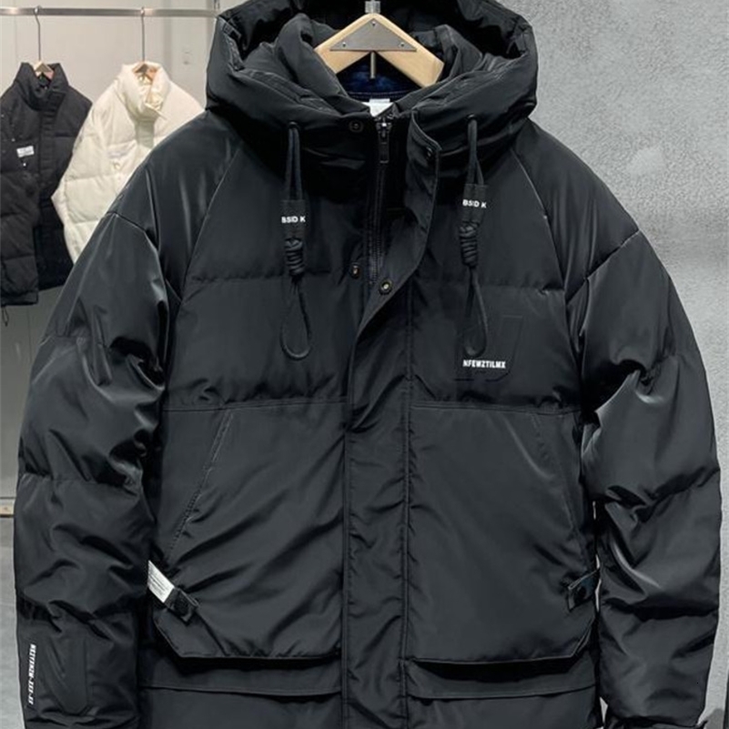Winter Hooded Down Jacket Men Loose Casual White Duck Overalls Thickened Outdoor Ski Warm Puffer Parkas Coat y240828