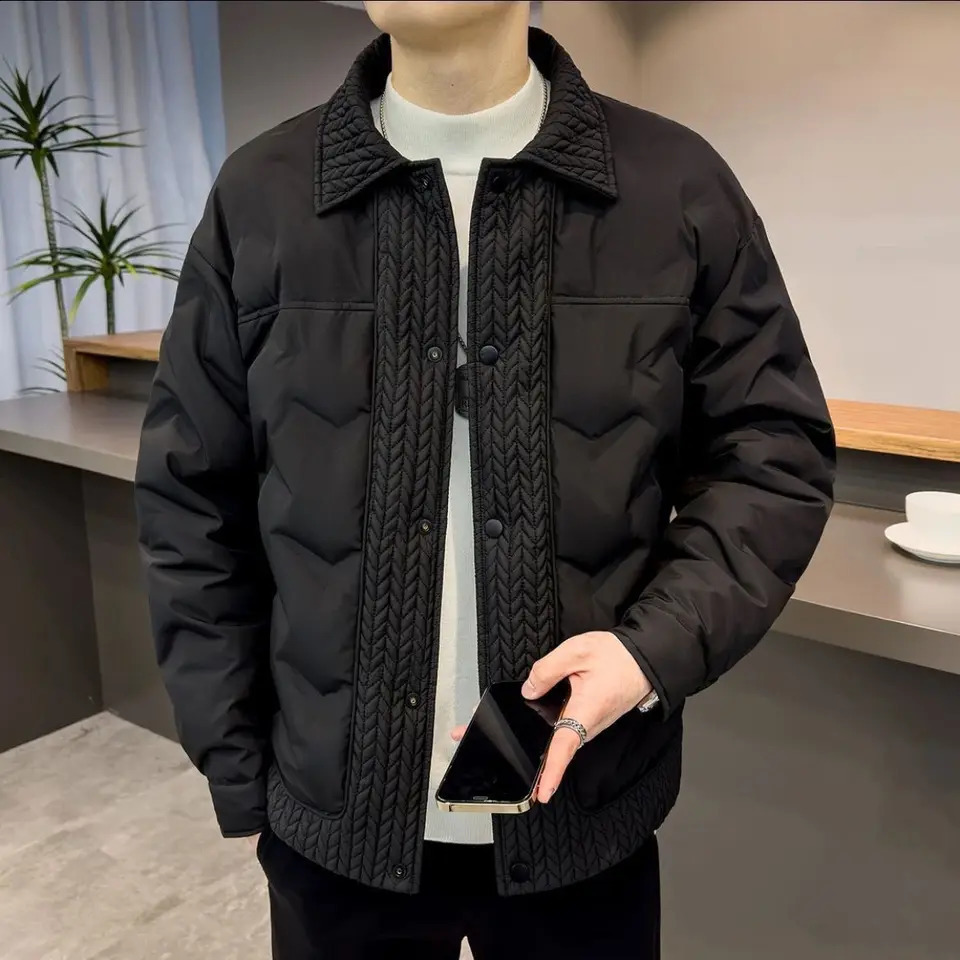 Hommes épais coton manteaux coton solide ample veste rembourrée décontracté étudiant Parkas moderne coréen Style vêtements d'hiver E36 240828