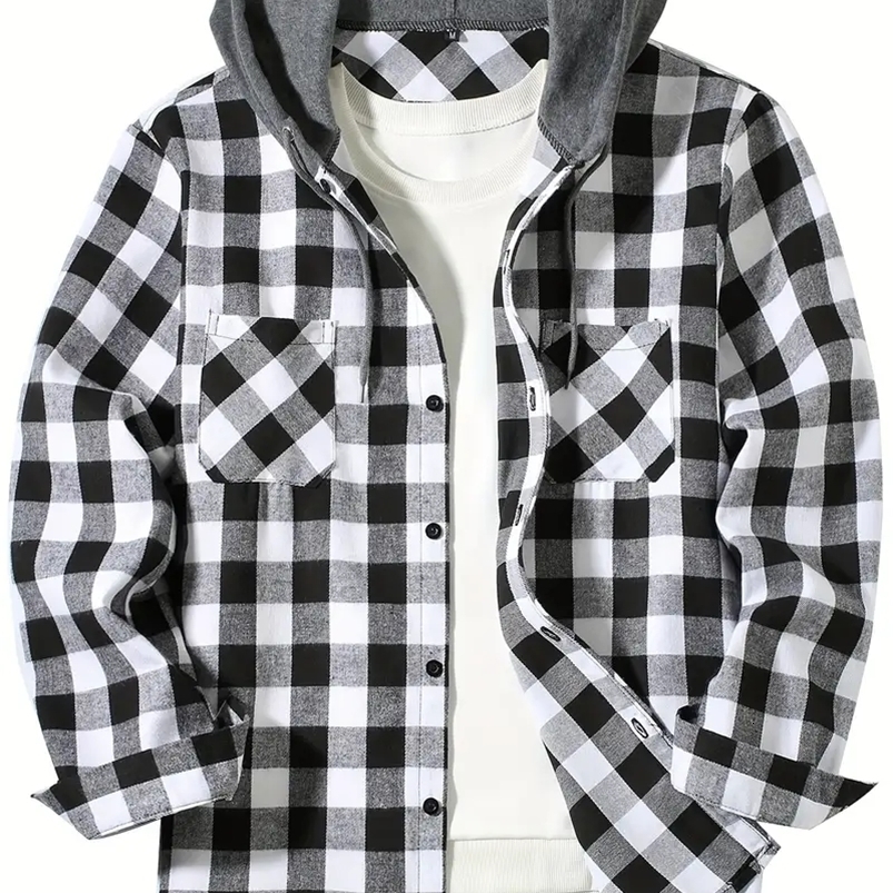 Mens Classic Plain Casual Button Down Jacket Long Sleeve Double Pocket Shirt Hoodie Flannel Jacket Spring and Autumn Top 240828 ww