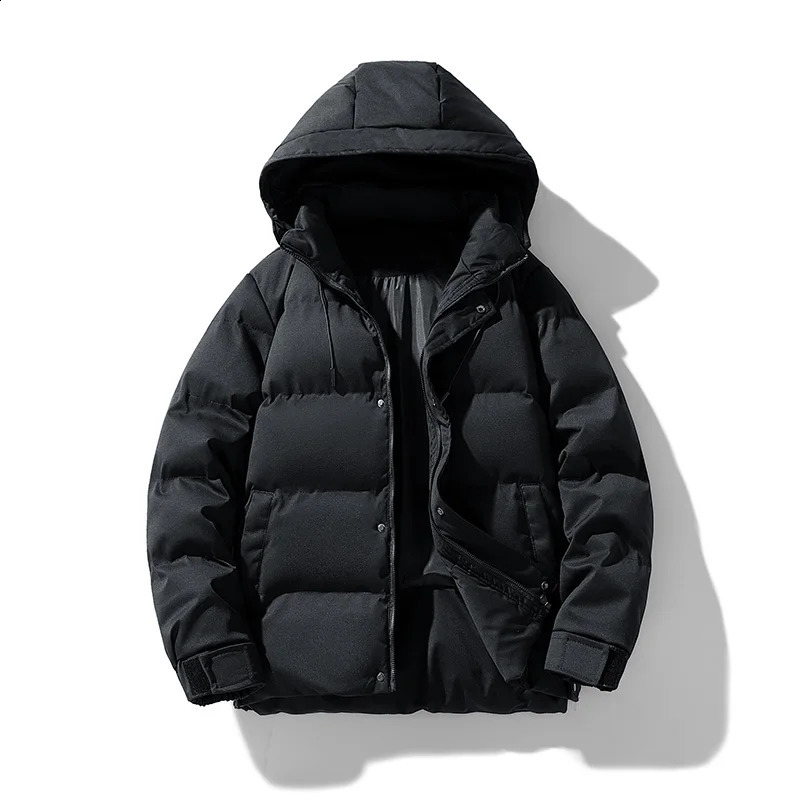Mens Thicken Top Parkas Autumn Winter Solid Color Warm Hooded Cotton-Padded Jackets Outwear Loose Windproof Down Coats 240828