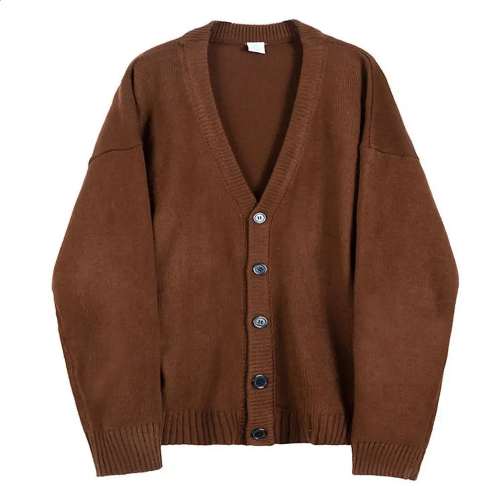 Stylish Sweater Coat Thickened Coldproof Soft Men Autumn Winter Solid Color Buttons Placket Knitted Coat 240829
