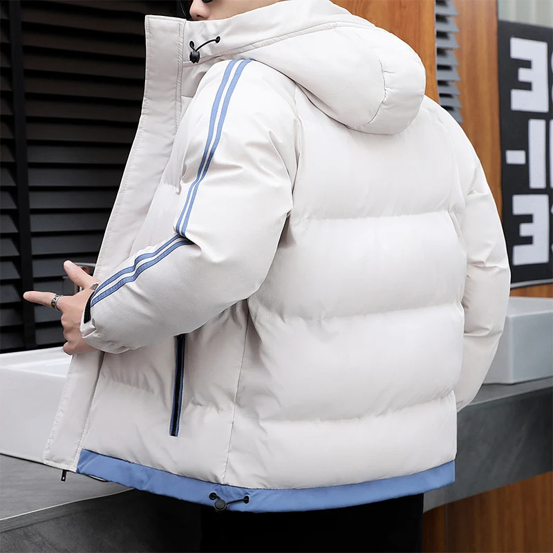 Fashion 2024 Autumn Winter Mens Hooded CottonPadded Jacket Youth Outwear Windproof Warm Down Coat Plus Size M5XL Thick Parkas 240828