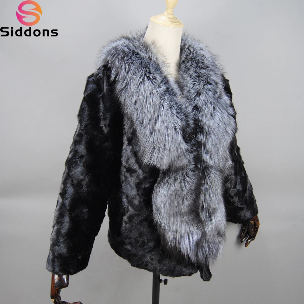 Style Fashion Women Winter Real Genuine Knitted Mink Fur Shawl Wrap Cape Scarf With Collar Coat 240828