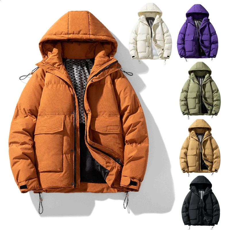 Waterproof 85% White Duck Down Padded Big Pocket Men Winter Jacket Lightweight Warm Hooded Windbreaker Puffer Coat Plus Size 8xl 240828