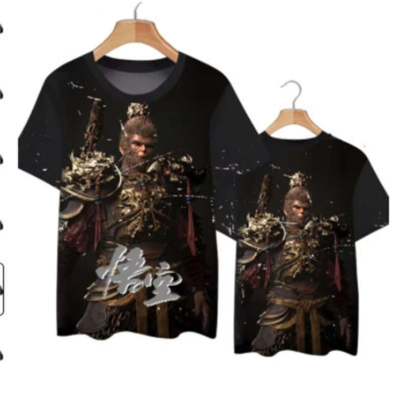 News News 2024 New Black Wukong T-shirt Women and Men Harajuku Top Summer Round Neck Short Sleeve Y2K Graphic T-shirt Free Shipping