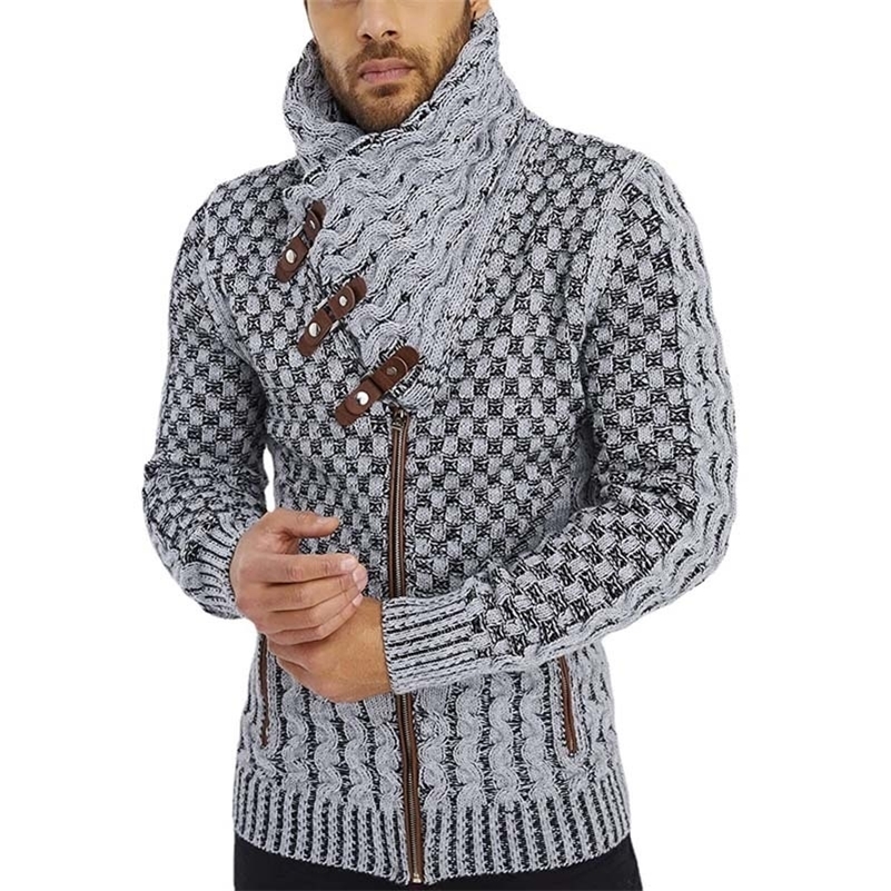 Poule d'hiver pour hommes décontracté à manches longues en tricot à manches en tricot à manches à manches longues à manche à glissière Pull de co