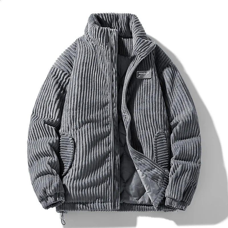 Winter Fashion and Leisure Mens Park stand up collar solid color jacket high-quality and comfortable zipper cotton jacket thick and warm 241015