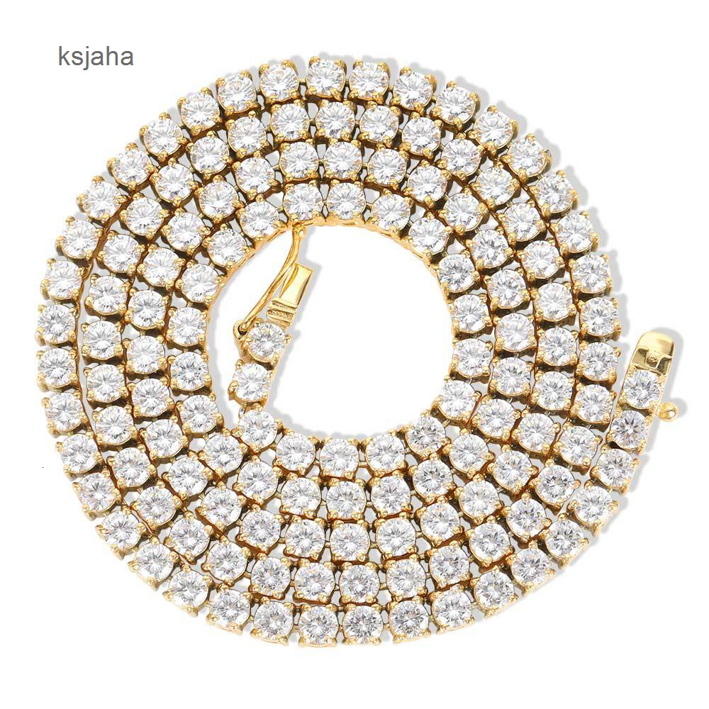 2023 Vente chaude de haute qualité 14k 10k Gol jaune 925 Silter Sterling D VVS Collier de tennis de chaîne Moisanite pour femmes