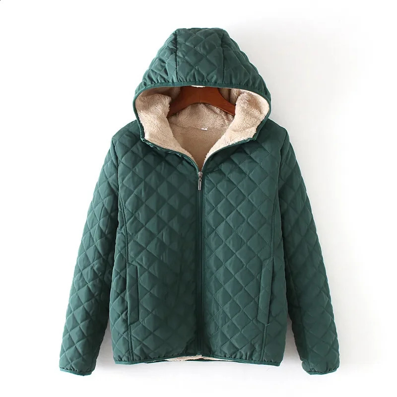 Womens Hooded Jacket Casual Basic Warm Velvet Lamb Parka Coat Autumn Winter Solid Light Soft Outerwear fashion style 240830