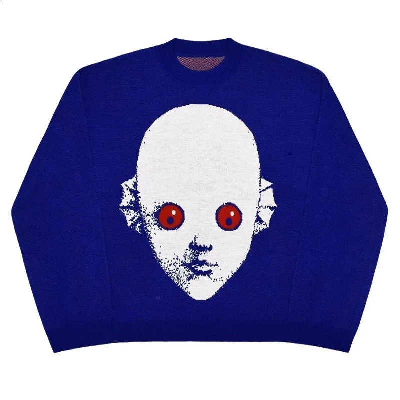 Hip Hop Street Knitted Sweater from Europe and America Mens Gothic Printed Pullover Autumn Harajuku Pullover Sweater 240829