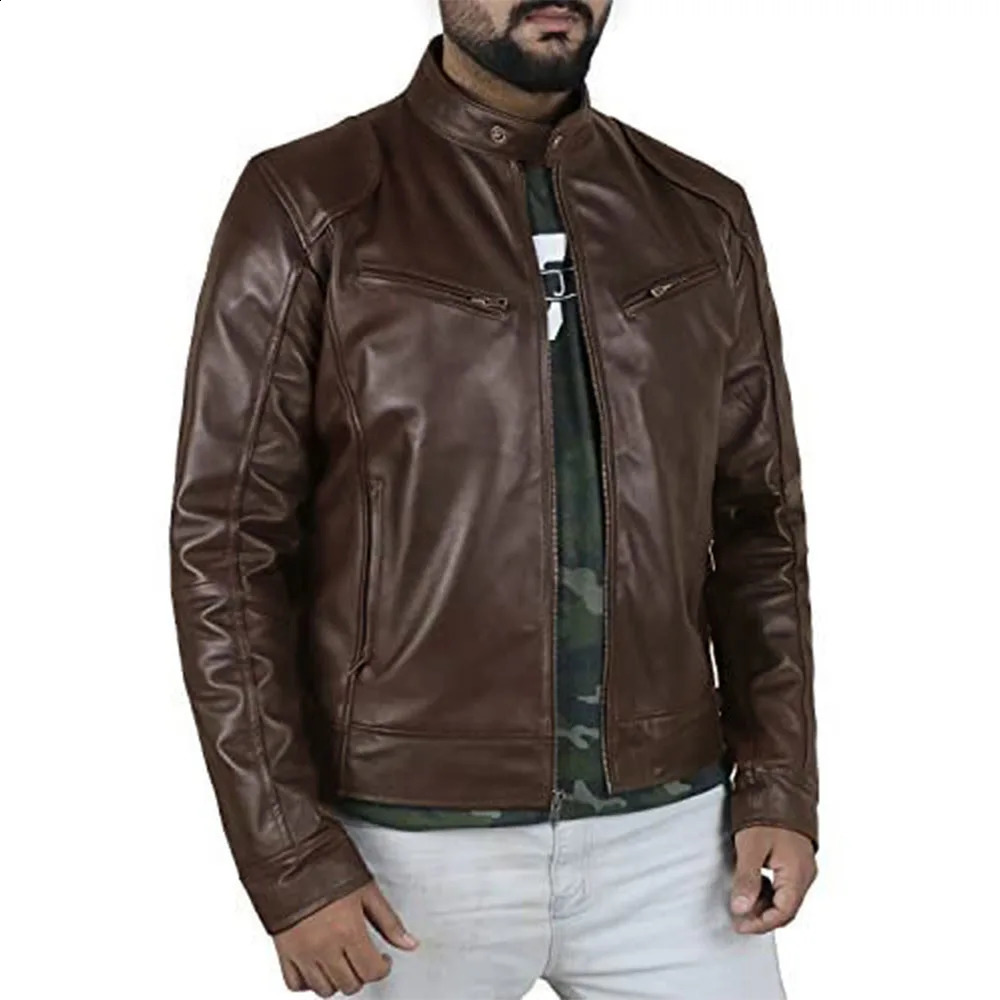 Mens PU Leather Jacket Motocycle Biker Jacket Spring Fall Jackets for Men Casual Solid Color Fashion Streetwear 240830