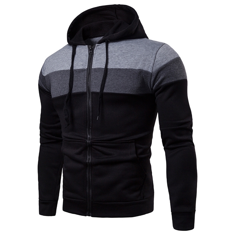 Hoodie pour hommes Zipper d'épissage couleur sport top laine isolées vestiges décontractés à sweat à sweat à sweat à capuche confortable 240829
