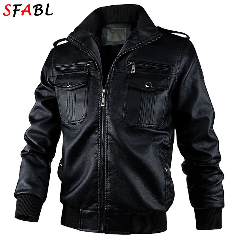 Fashion Motorcycle Faux Leather Jackets for Men Leather Jacket Men Windbreak Autumn Winter PU Leather Coat Man Outerwear Zip Up 240830