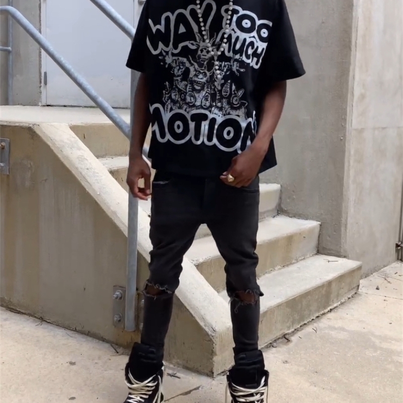 Y2K Streetwear Short Sleeved Hip Hop Trendy Printed Pattern Mens and Womens Loose T Shirt Gothic Harajuku Round Neck Cotton Tops y240829