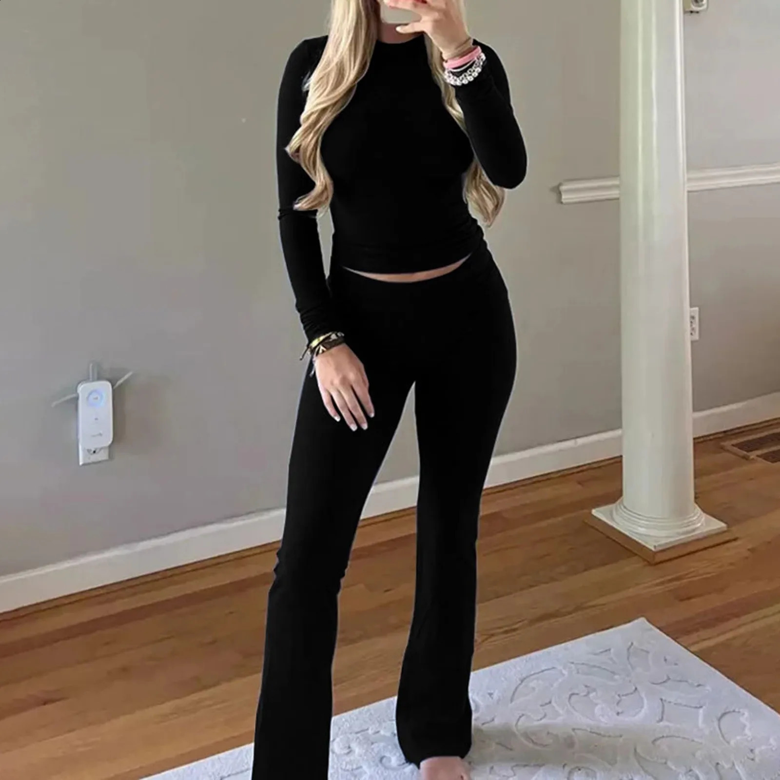Pantes ensembles de combinaison décontractée Collons à manches longues Legging Legging Vêtements féminins 2 pièces Set Tentitume Elegant Tracksui