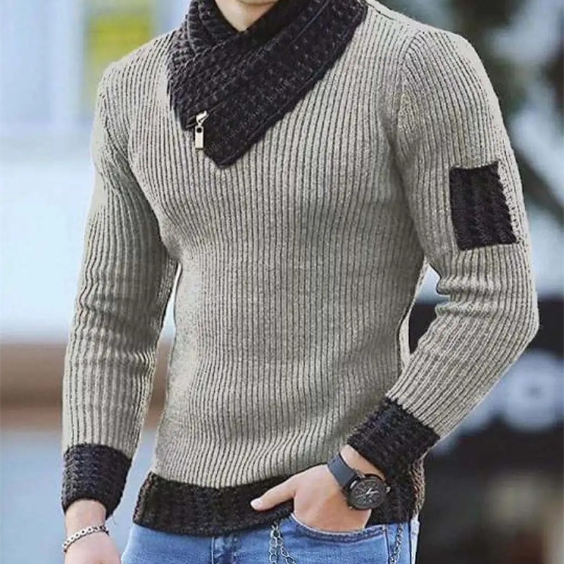 Korean fashion autumn mens casual retro style sweater wool turtle neck oversized 2024 winter mens warm cotton zipper sweater 240829 ww