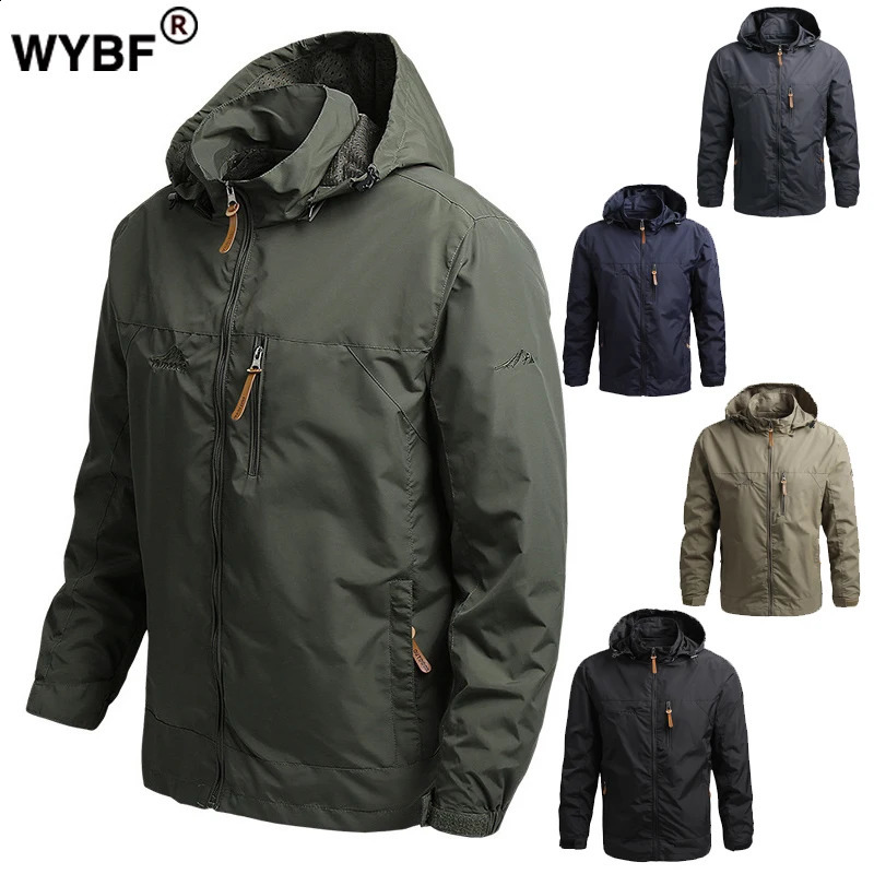 Mens hooded raincoat winter waterproof skin tactical military jacket sports hiking windproof and sun protection military jacket 240829
