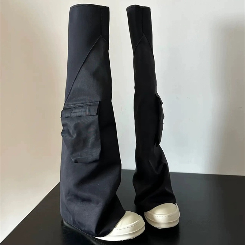 Elegantes zapatos de lona gótica muslo sobre rodillas botas altas mujeres zapatillas elásticas elásticas informales diseñador negro primavera zapato