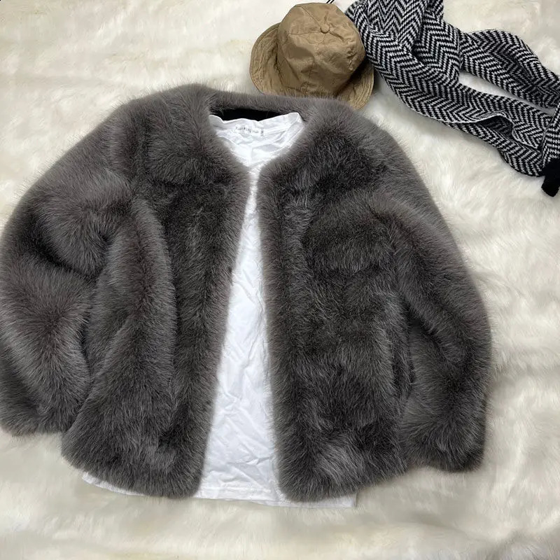Autumn and Winter Faux Fur Coat Imitation Mink Fur Mens Coat Long Cap Large Leather Coat Fur Coat Men Jacket H125 240829