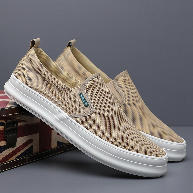 2023 hommes toile décontractée printemps d'été Slip-on Tendage à rayures chaussures plates confort