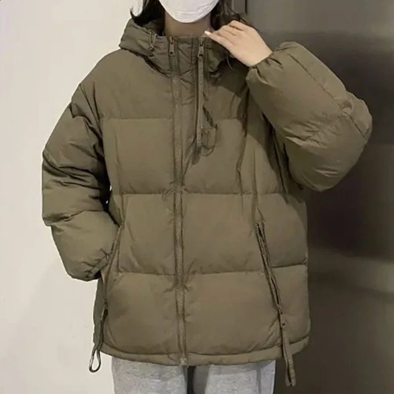 Rimocy Winter Turtleneck Parkas for Women Korean Style Hooded Thick Warm Jacket Woman Solid Zipper Up Puffer Outwear Female 240830