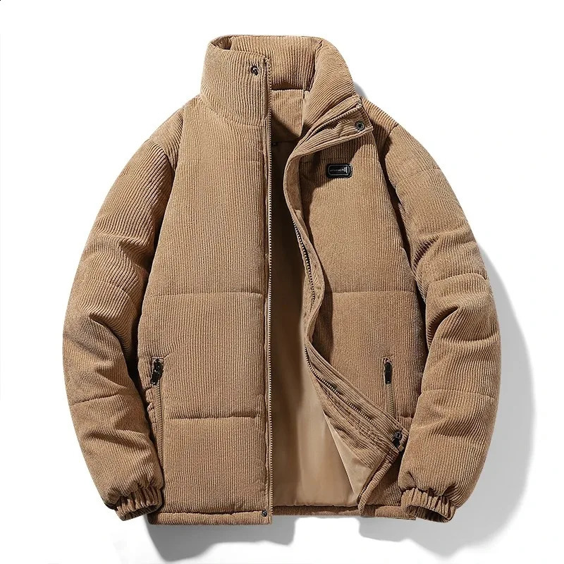 Parkas Men Textured Mens Corduroy Jacket Business Casual Winter Thickened Loose Casual Bread Jackets 240830