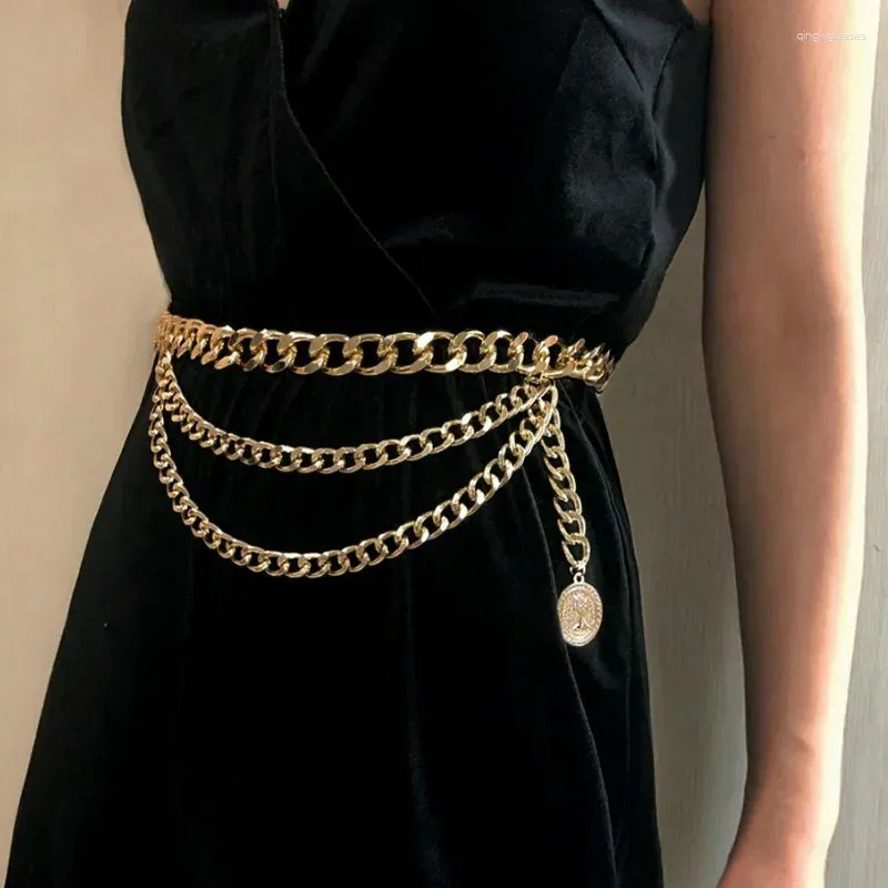 Belts Tassel Gold Chain Belt For Women Dresses Designer Punk Fringe Silver Waist Female Metal Golden Dress Z260924