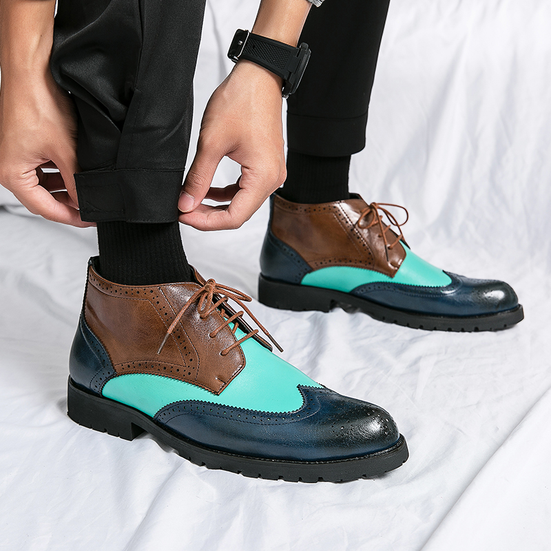Dsigner Mens Plus Size 38~47 Leather Casual Dress Formal Male Ankle Platform Brand Boots Autumn for Men 4b96
