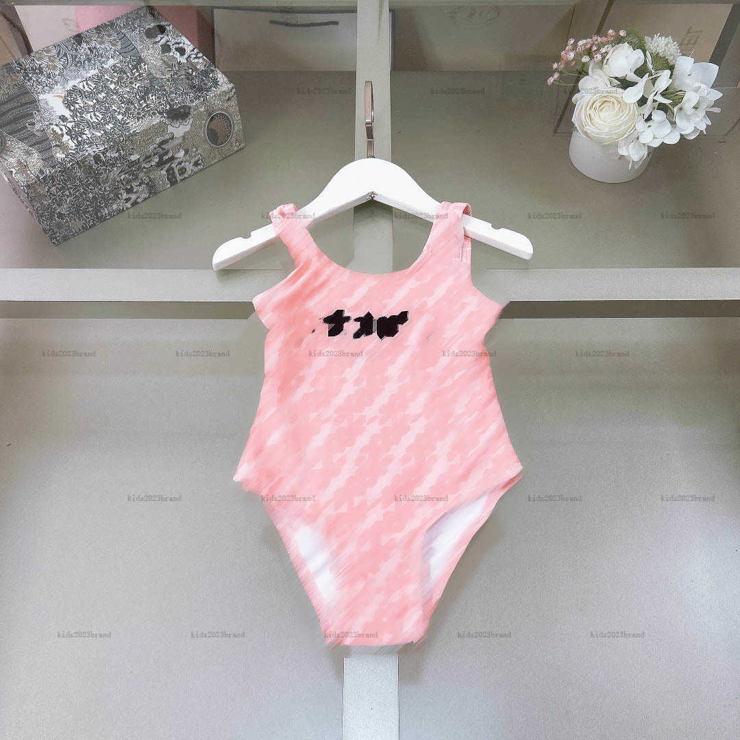 New kids one-pieces Swimsuit Letter printing girls swimwear size 80-150 CM Summer child Beach Bikinis Designer Children Swimwears-image-1016032232